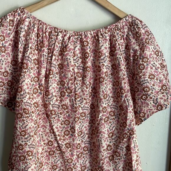 Faherty Florence Peasant Top Earth Block Print - Picture 11 of 15